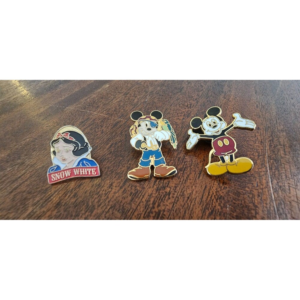 Disney Pins - Lot of 3 Pirate Mickey Mouse, Mickey Mouse, Snow White